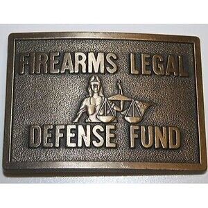 Vintage Firearms Legal Defense Fund Hand Guns Brass Belt Buckle Rare